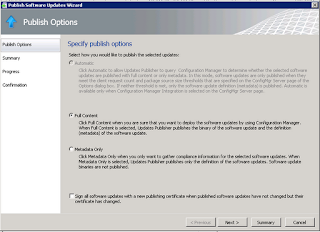 8 1 Selecting Full Content option in the SCUP publish wizard