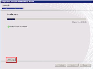 11 1 View log button during the ConfigMgr 2012 SP1 installation