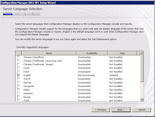 6 1 Language selection page in the ConfigMgr 2012 SP1 upgrade wizard