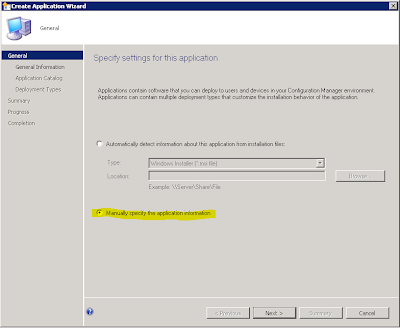 1 7 Manually specify the application information option selected in SCCM