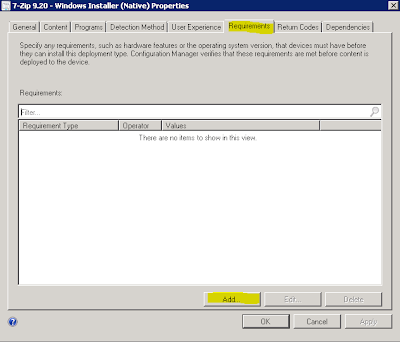 3 1 Global Condition added as a Requirement on the application deployment type