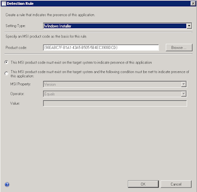 9 1 Windows Installer detection method with the SCEP product code entered
