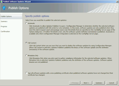 12 1 Full Content option selected in the SCUP Publish wizard