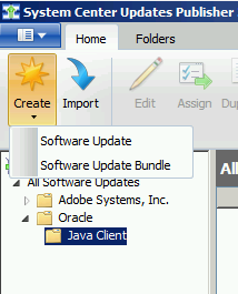 4 Create Software Update option selected in SCUP