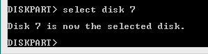 4 Select disk command choosing the target USB disk in Diskpart