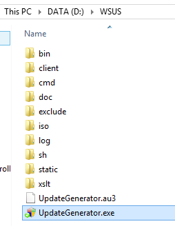 1 WSUS Offline Tool UpdateGenerator main screen