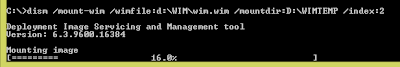 mountingwim 1 DISM command mounting the WIM file to the temporary directory
