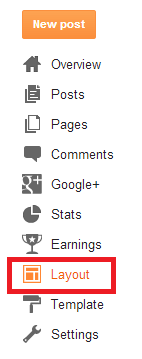 5 Blogger control panel Layout section