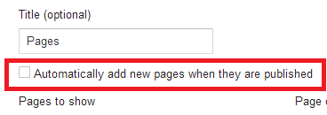 8 Automatically add new pages tick box in Blogger Layout settings