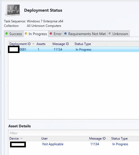 More Details dialog showing step-by-step task sequence status