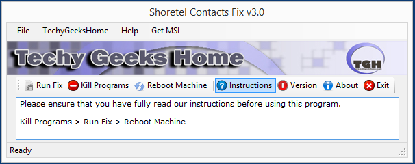 mainscreenshot Shoretel Contacts Fix v3.0 main program screen