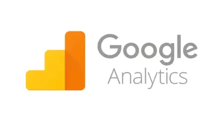 The logo of Blogger, featuring a stylized yellow capital 'g' composed of two bars alongside the gray text "google analytics.