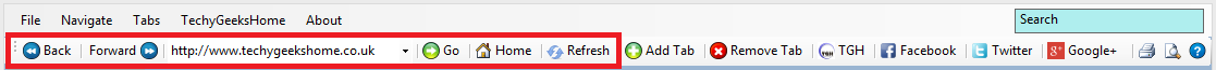 2 The DustyNet browser toolbar with Back, Forward, address bar, Go, Home and Refresh buttons