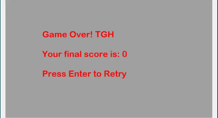 Screenshot of the "WillyTheWorm" game over screen displaying the message "game over! your final score is: 0" with an option to press enter to retry. The game speed