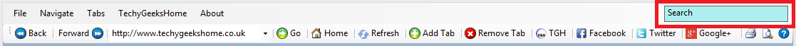 6 The Google Search function in the top right of the DustyNet browser
