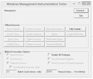 WBEMTEST tool window used to query WMI for network card hardware details