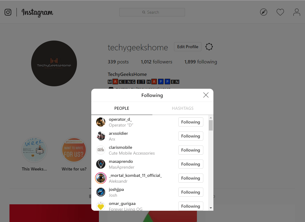 Instagram Mass Unfollow Profile Followees