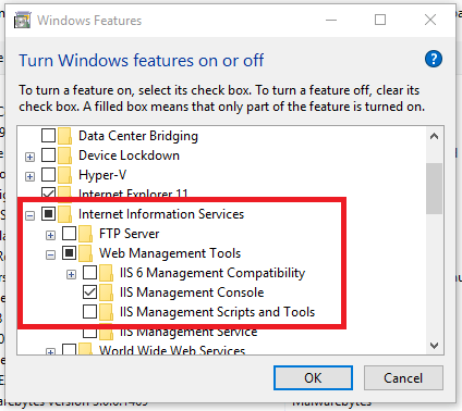 Turn Windows Features on or off