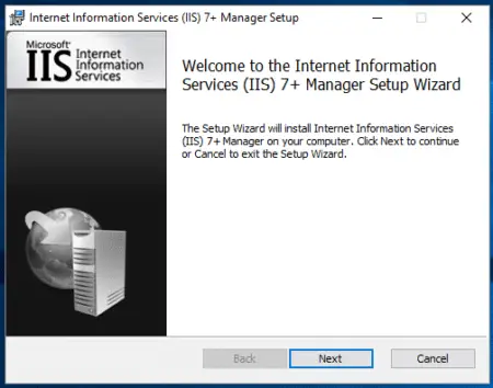 IIS extension installation wizard page 1