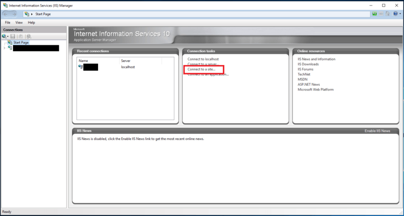 IIS Management Console