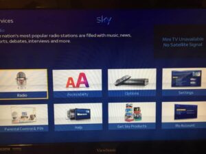 Sky HD+ Services Screen