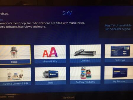 Sky HD+ factory reset home page