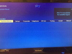 Sky+ HD System Reset Screen