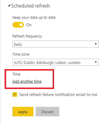 power bi schedule refresh time