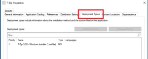 Deployment Types Tab