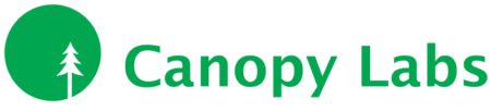 Logo of Canopy Labs featuring a green circle with a stylized pine tree on the left, next to the green text "Canopy Labs: Five Brands Connecting Small Business to Big Data.