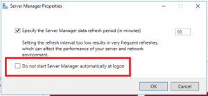 Server Manager Properties do not start server manager on logon