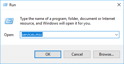 Click run and type services