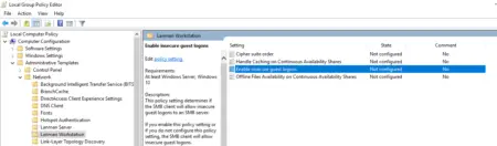 Group Policy to enable insecure guest logins