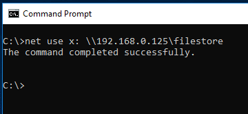 Command prompt to map a network drive