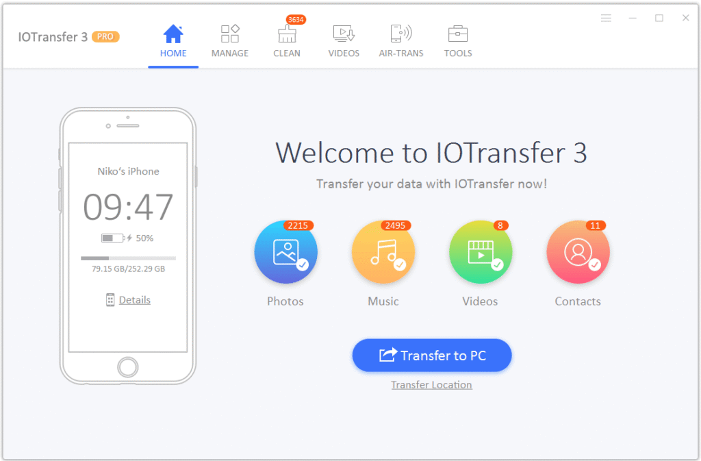IOTransfer 3 Home