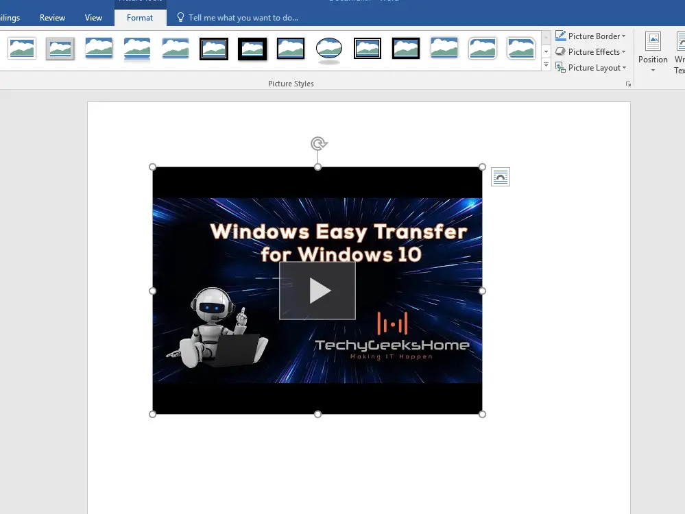Microsoft Word Inserted YouTube Video Microsoft Word Inserted YouTube Video