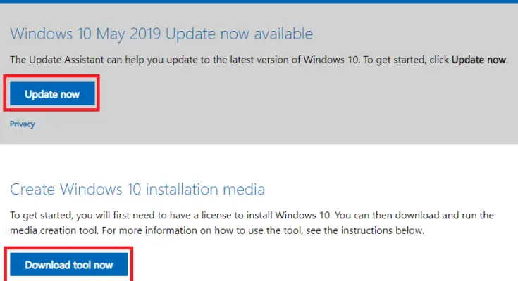 Microsoft Windows 10 Methods for upgrade to Windows 1903