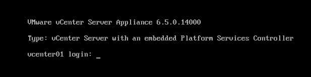 VMWare vCenter Server Appliance localhost login screen