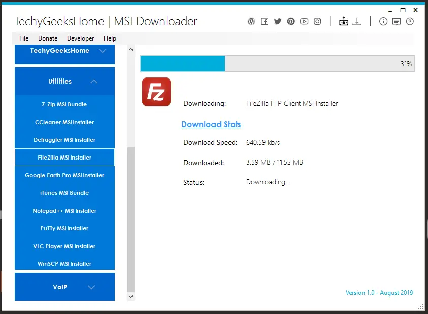 MSI Downloader FileZilla MSI 1 MSI Downloader FileZilla Download Stats
