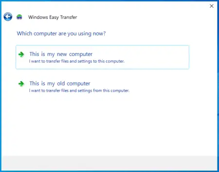 Windows Easy Transfer This is my new computer