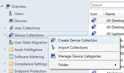 SCCM Create new Device Collection