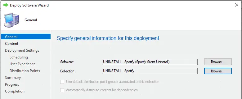 SCCM Deploy Package to Collection