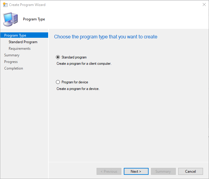 SCCM Package Standard Program