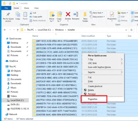 A screenshot of the windows file explorer showing various folders and files, including the Installer folder. A file named '15439687' is right-clicked, displaying a context menu with options including "cut