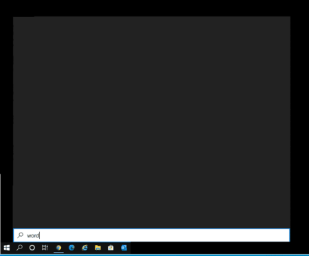 A computer screen displaying a dark interface with a single window open on Windows 10, showing a partially visible command prompt window that contains the text "world".