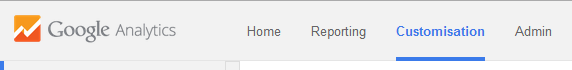 1 The Customisation tab in Google Analytics