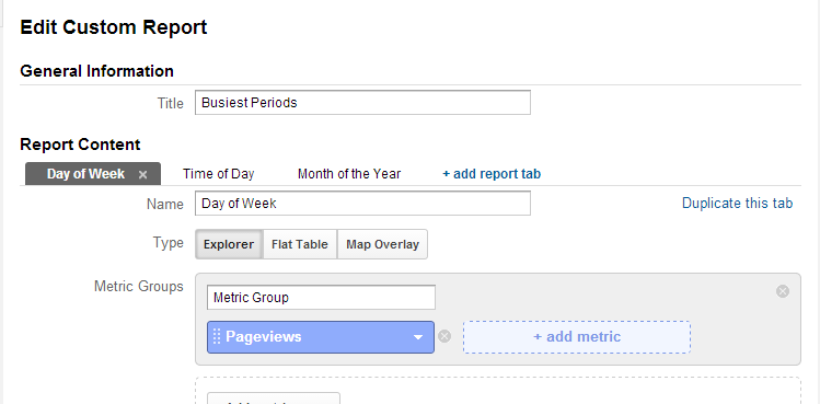 10 The Duplicate this tab link in the report editor