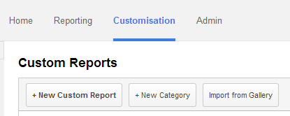 2 The New Custom Report button in Google Analytics