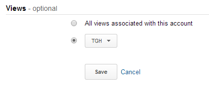 6 Selecting the site and saving the custom report in Google Analytics