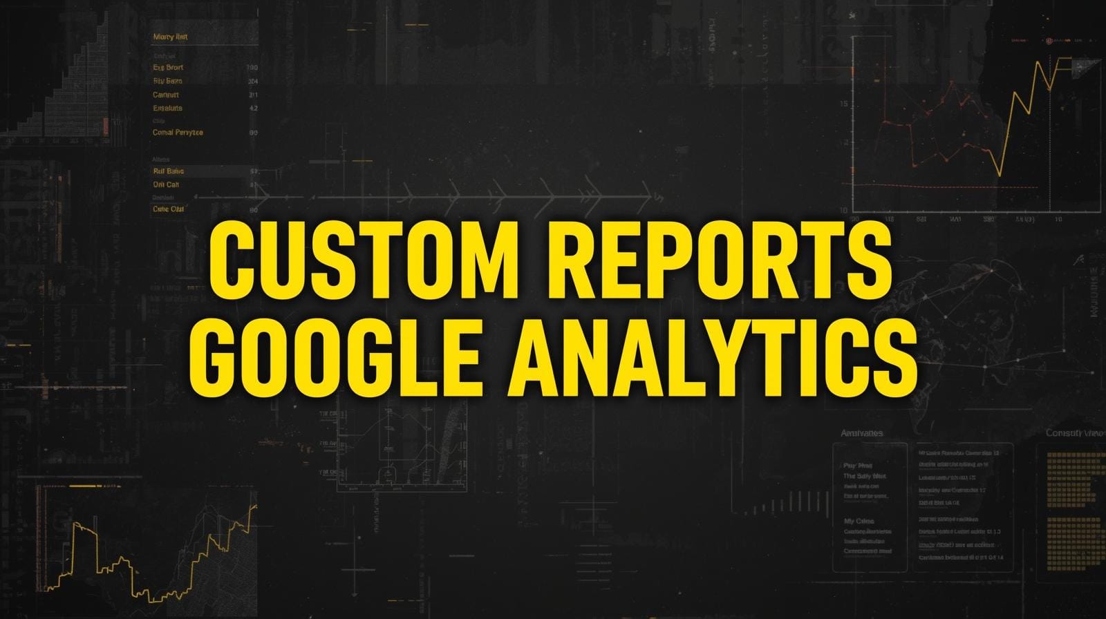 Create a bold high‑impact 16 9 featured image with a dark data‑analytics themed background. Use deep black or charcoal as the base with sharp accent colours like bright yellow white or r